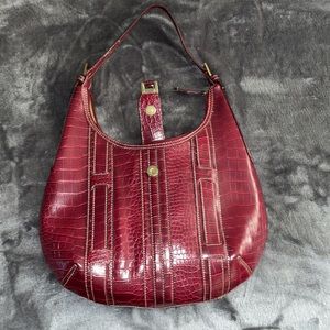 Burgundy man made leather purse